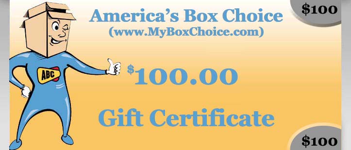 ABC (www.MyBoxChoice.com) $100 Gift Certificate